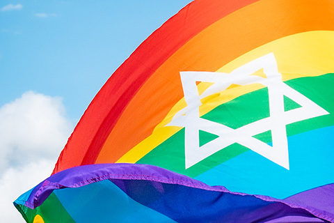 Rainbow flag with Jewish star 
